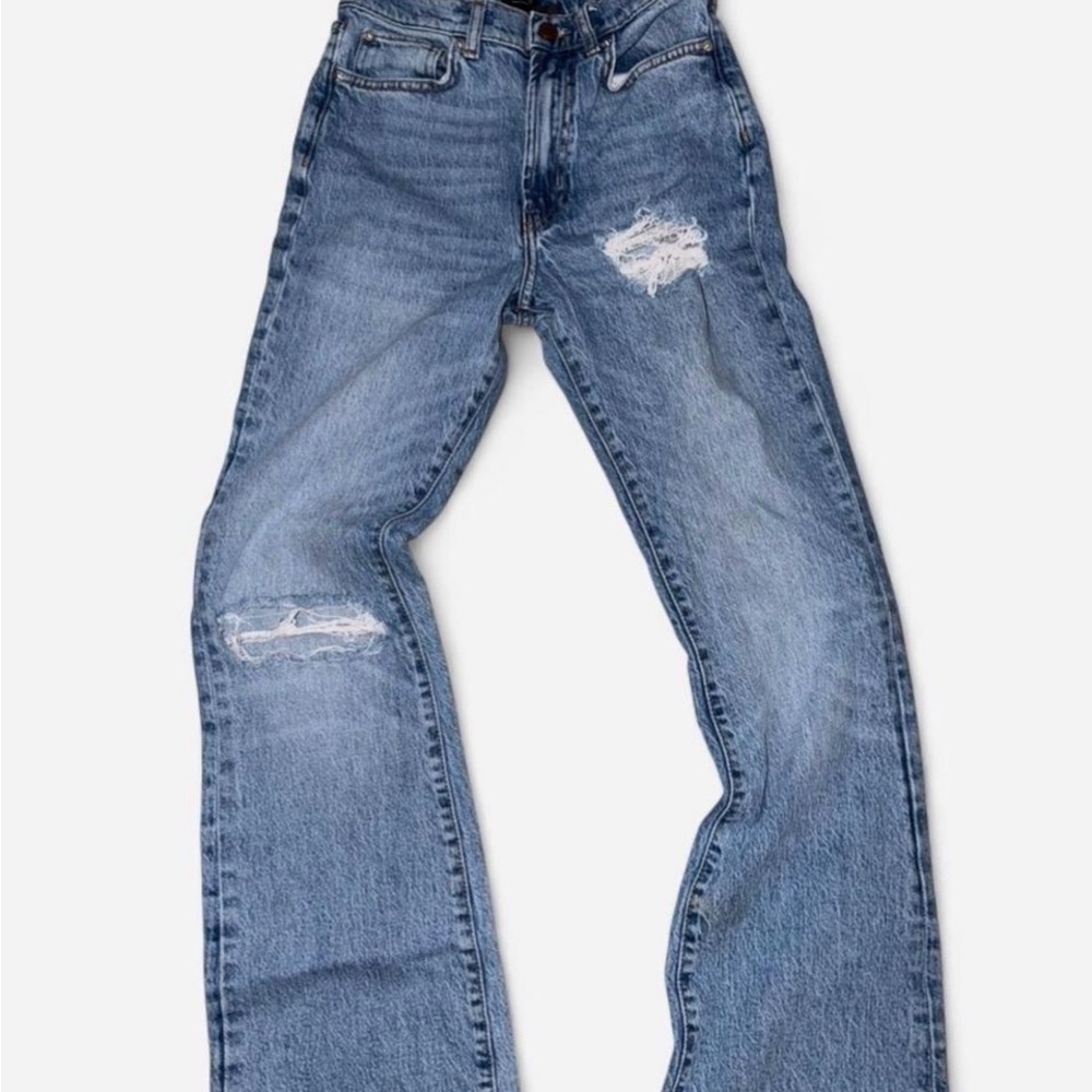 BDG Blue Jeans with Pink Floral Embroidery